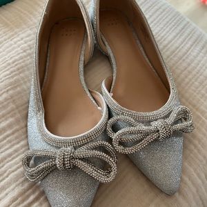 Silver sparkle flats